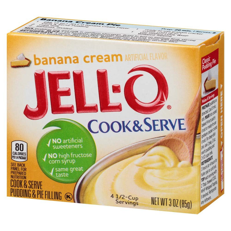 Jell-O Cook and Serve Pudding and Pie Filling, Banana Cream, 3 OZ - Trustables