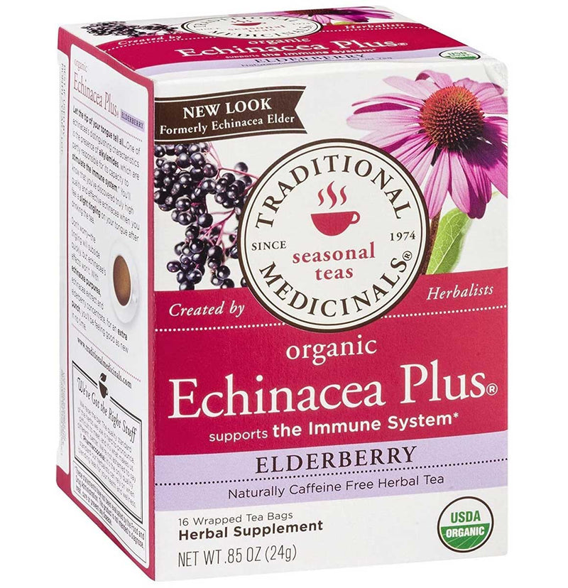 Traditional Medicinals Organic Echinacea Plus Elderberry Seasonal Tea, 16 Tea Bags - Trustables