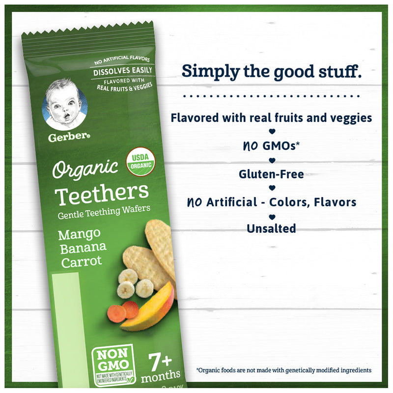 Gerber Organic Teethers Gentle Teething Wafers, Mango Banana Carrot, 1.7 OZ - Trustables