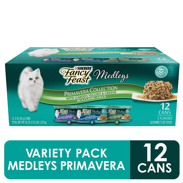 Purina Fancy Feast Medleys Primavera Collection Adult Wet Cat Food Variety Pack, 3 OZ Cans, 12 CT - Trustables