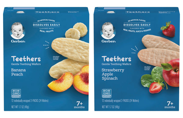 Gerber Teethers Variety Pack, 1 Banana Peach, 1 Strawberry Apple Spinach, 2 CT - Trustables