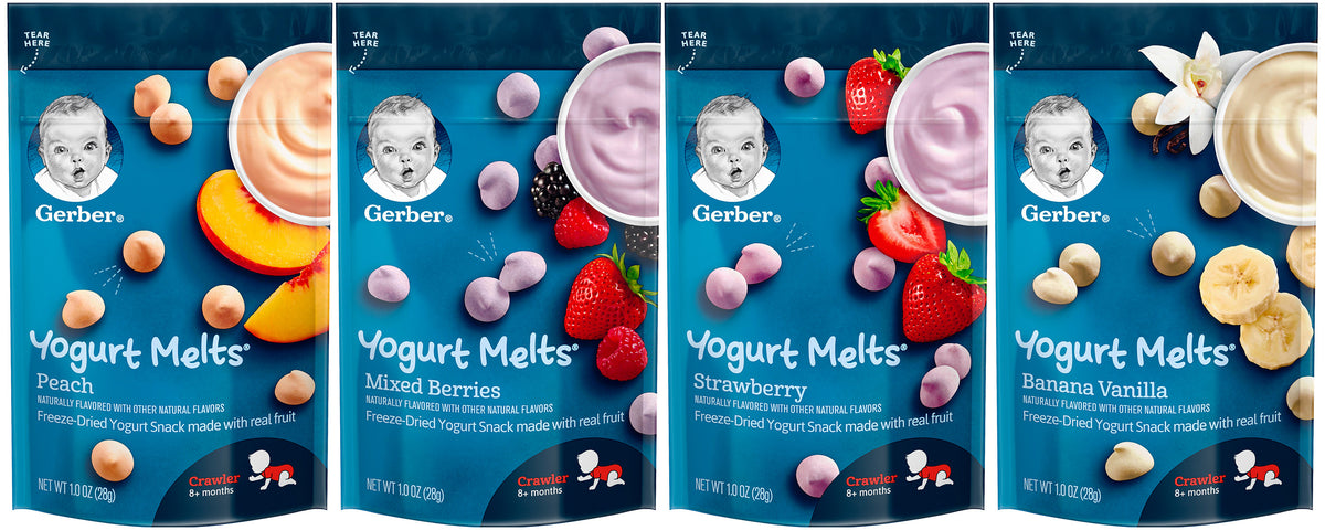 Gerber Yogurt Melts Variety Pack, Peach, Mixed Berry, Strawberry