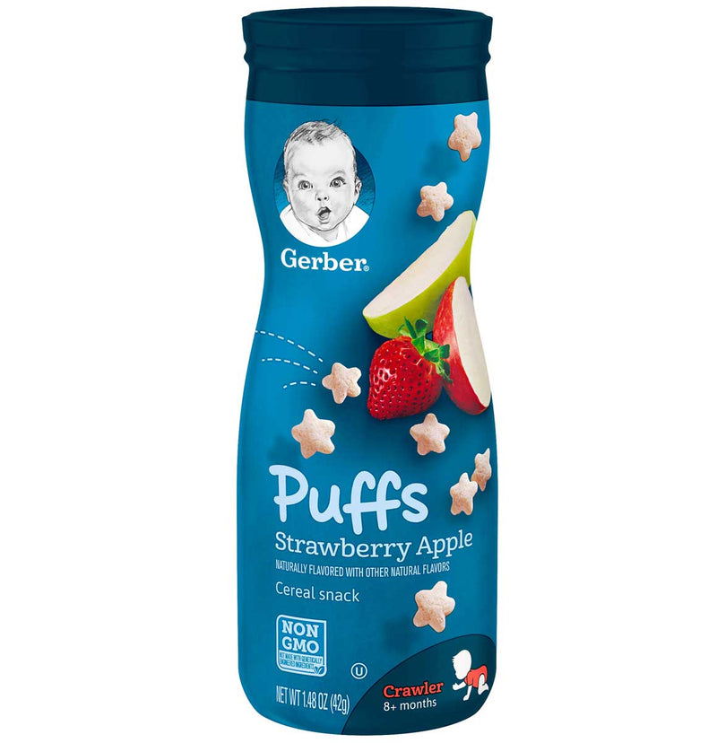 Gerber Puffs Cereal Snacks, Strawberry Apple, 1.48 OZ - Trustables