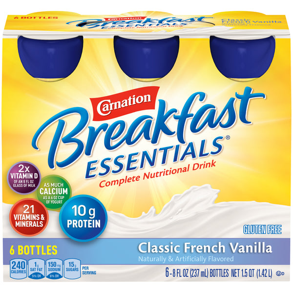 Carnation Breakfast Essentials® Complete Nutritional Drink, Classic French Vanilla, 8 oz, 6-CT - Trustables