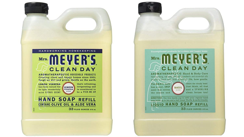 Mrs. Meyer's Liquid Hand Soap Refill Variety Pack, 1 Lemon Verbena, 1 Basil , 2 CT - Trustables