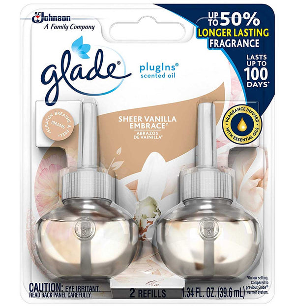 Glade Plugins Refills Sheer Vanilla Embrace 1.34 FL OZ, 2 CT - Trustables