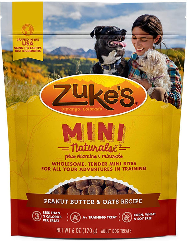 Zuke’s Mini Naturals Adult Dog Training Treats, Peanut Butter & Oats Recipe with Vitamins & Minerals, A+ Training Treats for Adult Dogs, 6 Ounce - Trustables