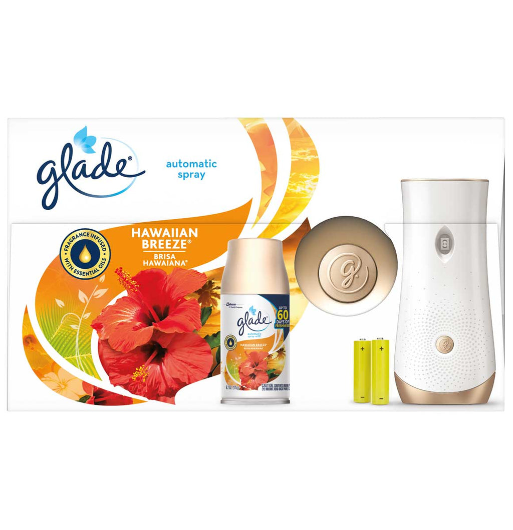 Glade Sense & Spray automatic air freshener starter kit, Hawaiian Breeze,  Colors May Vary - 2 Packs