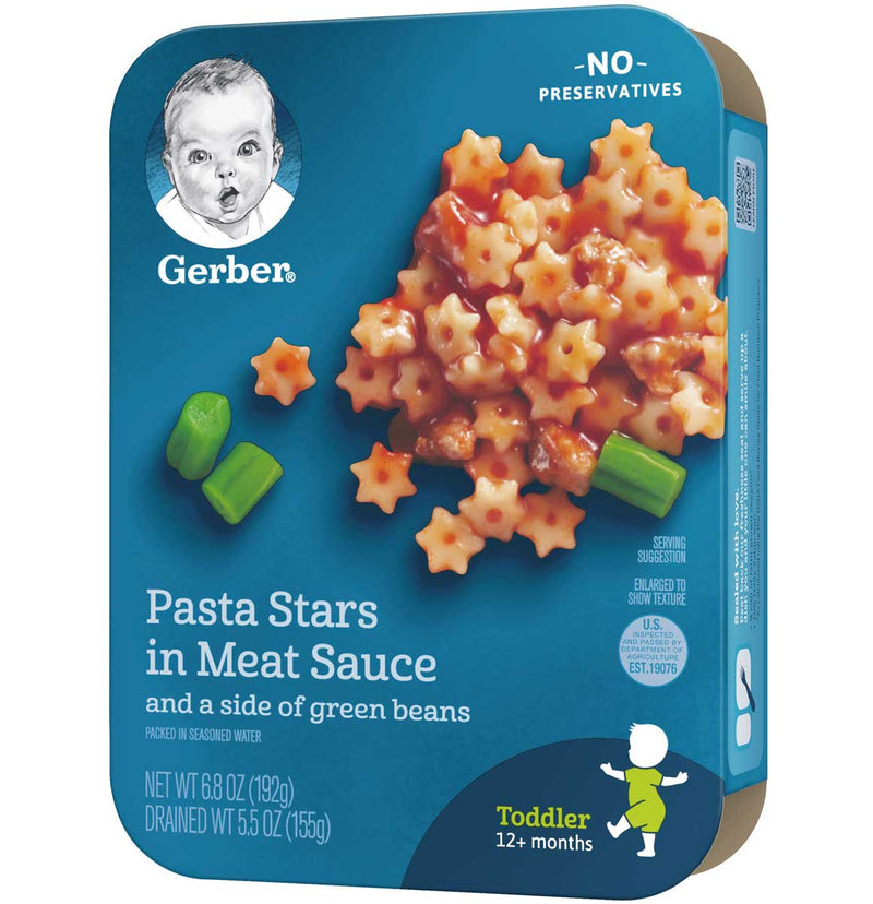 Gerber Lil Entrees, Pasta Stars in Meat Sauce with Green Beans, 6.6 oz - Trustables