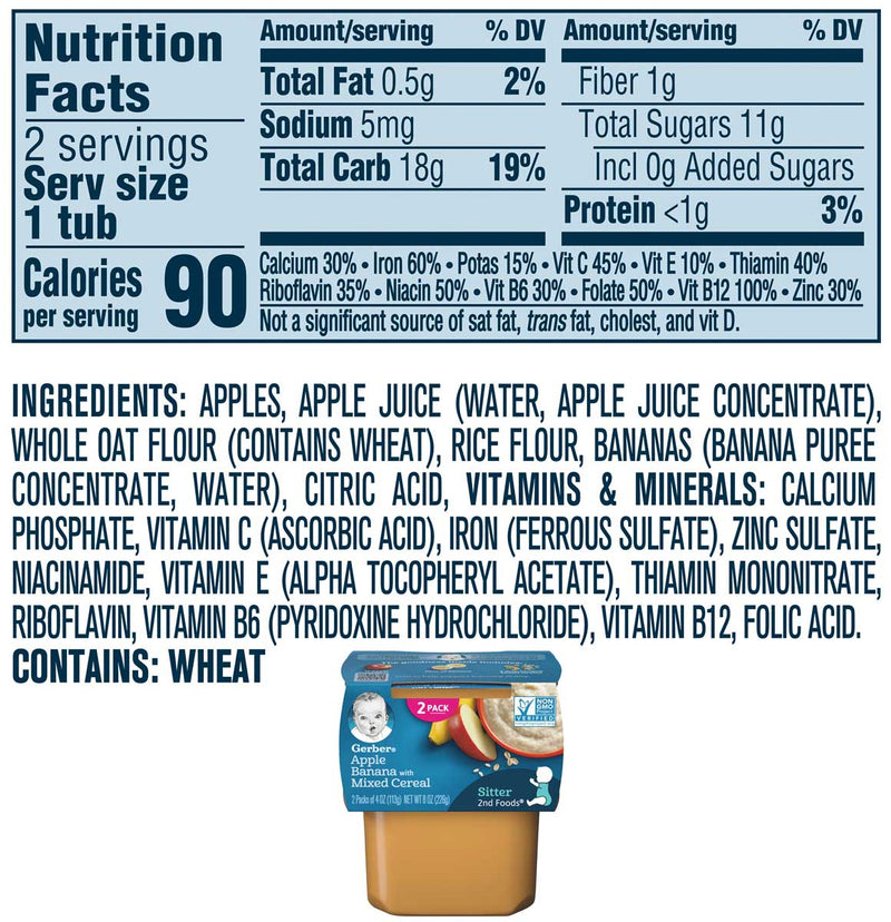 Gerber 2nd Foods Apple Banana with Mixed Cereal, 8 oz - Trustables