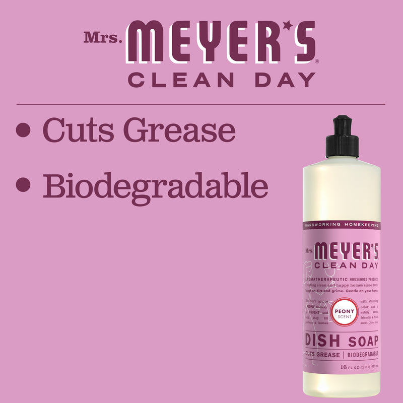 Mrs. Meyer's Clean Day Liquid Dish Soap, Peony Scent, 16 Ounce Bottle - Trustables