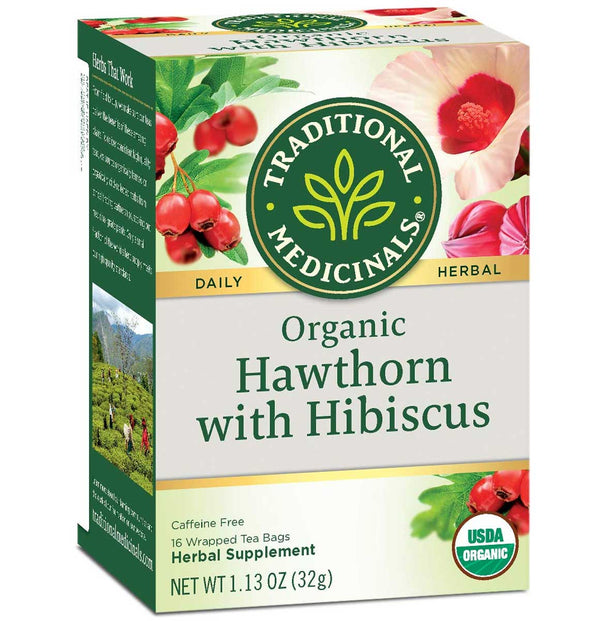 Traditional Medicinals Organic Hawthorn with Hibiscus Herbal Tea, 16 Tea Bags - Trustables