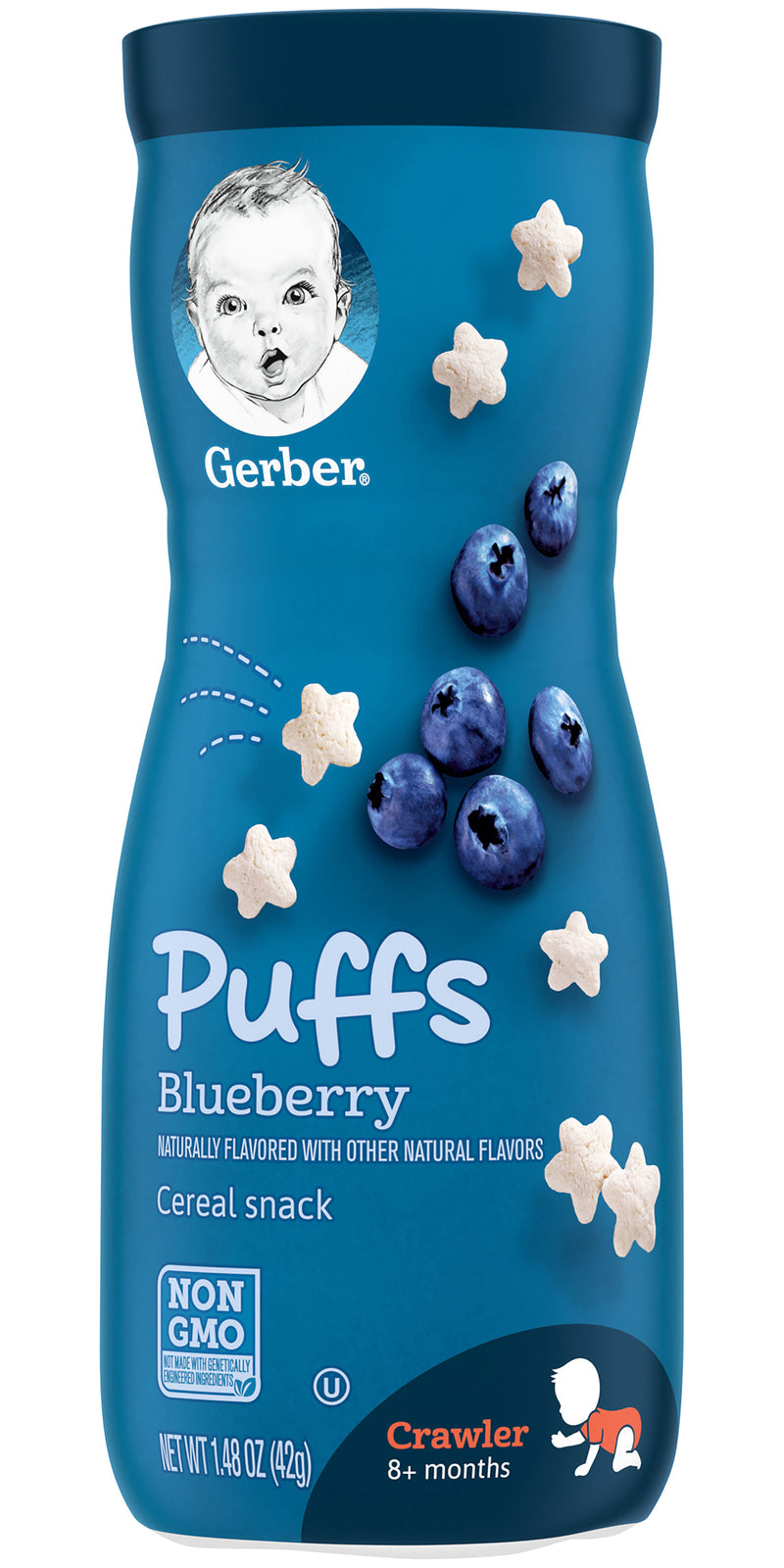 Gerber Puffs Cereal Snacks, Blueberry, 1.48 OZ - Trustables