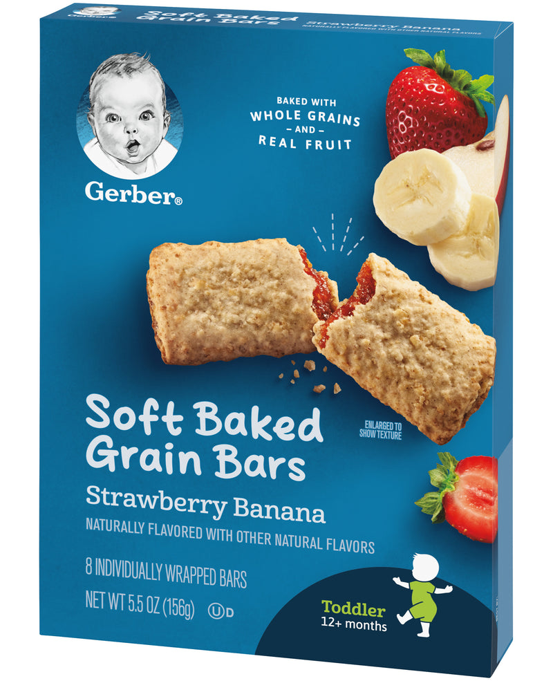 Gerber Fruit & Cereal Bars, Strawberry Banana, 5.5 OZ - Trustables