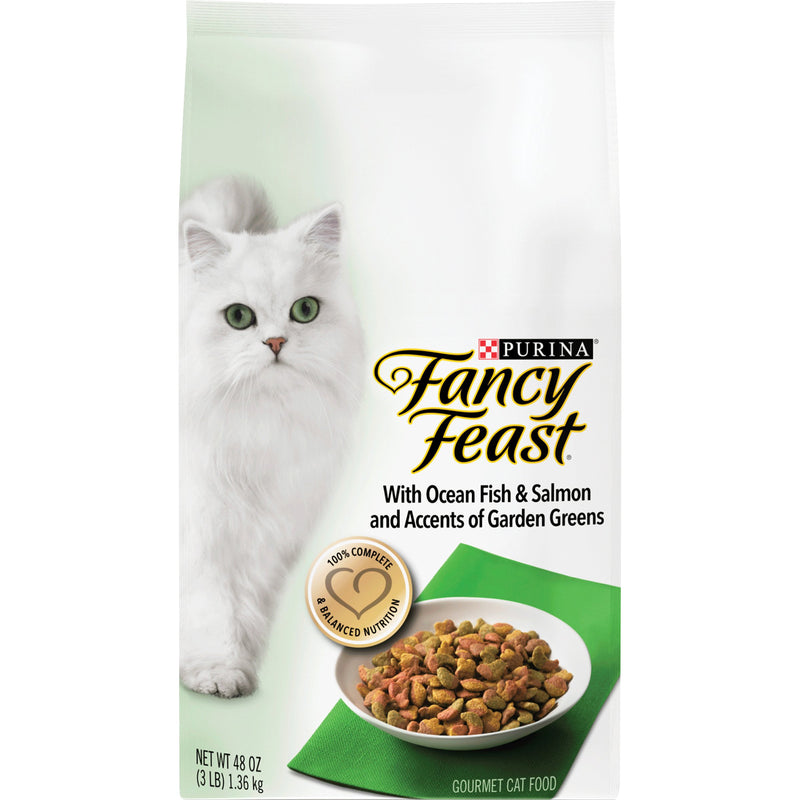 Purina Fancy Feast With Ocean Fish & Salmon and Accents of Garden Greens Dry Cat Food, 3 LB - Trustables
