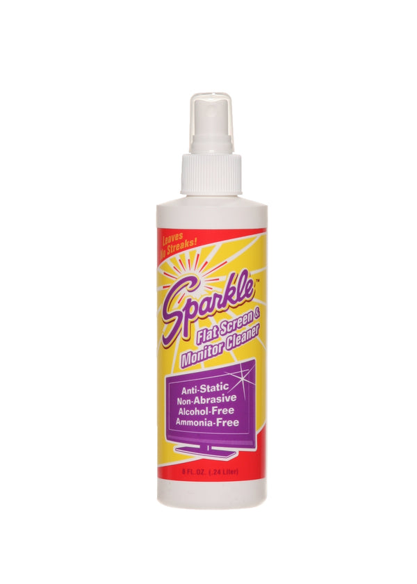 Sparkle Flat Screen & Monitor Cleaner Spray, Ammonia-Free, Alcohol-Free, Anti-Static & Non-Abrasive, Leaves No Streaks, 8 FL OZ Spray Bottle (Pack of 1) - Trustables