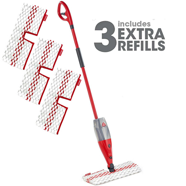 O-Cedar ProMist MAX Microfiber Spray Mop with 4 Extra Refills, Red