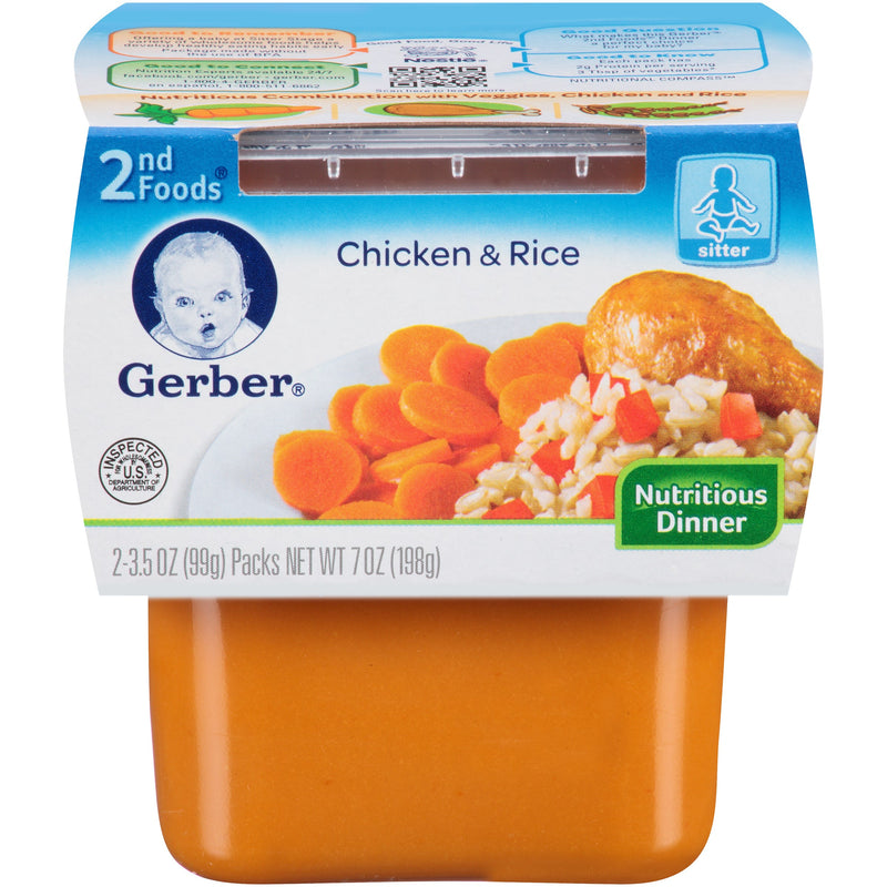 Gerber Baby Food, 2nd Foods, Chicken & Rice, 8 OZ - Trustables