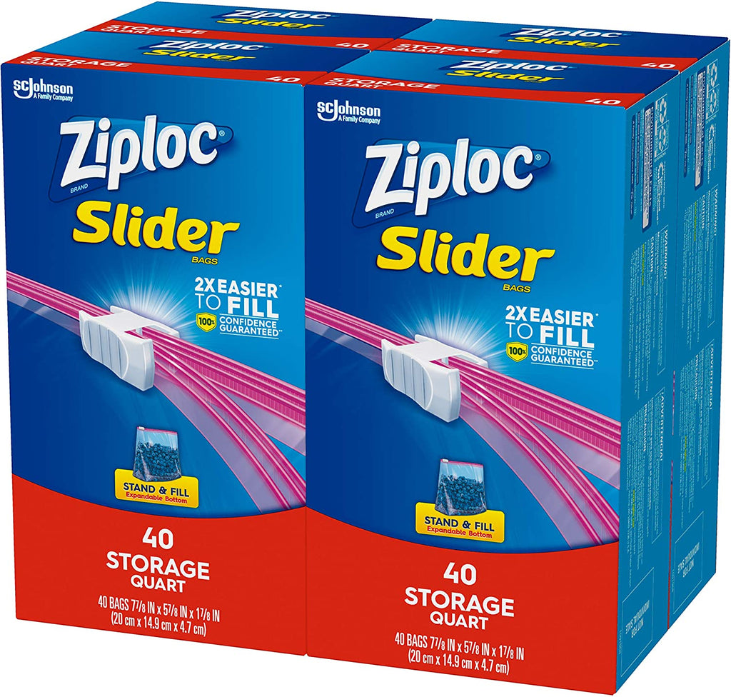 Ziploc Slider Storage Quart, 40 Count per box, 4 CT