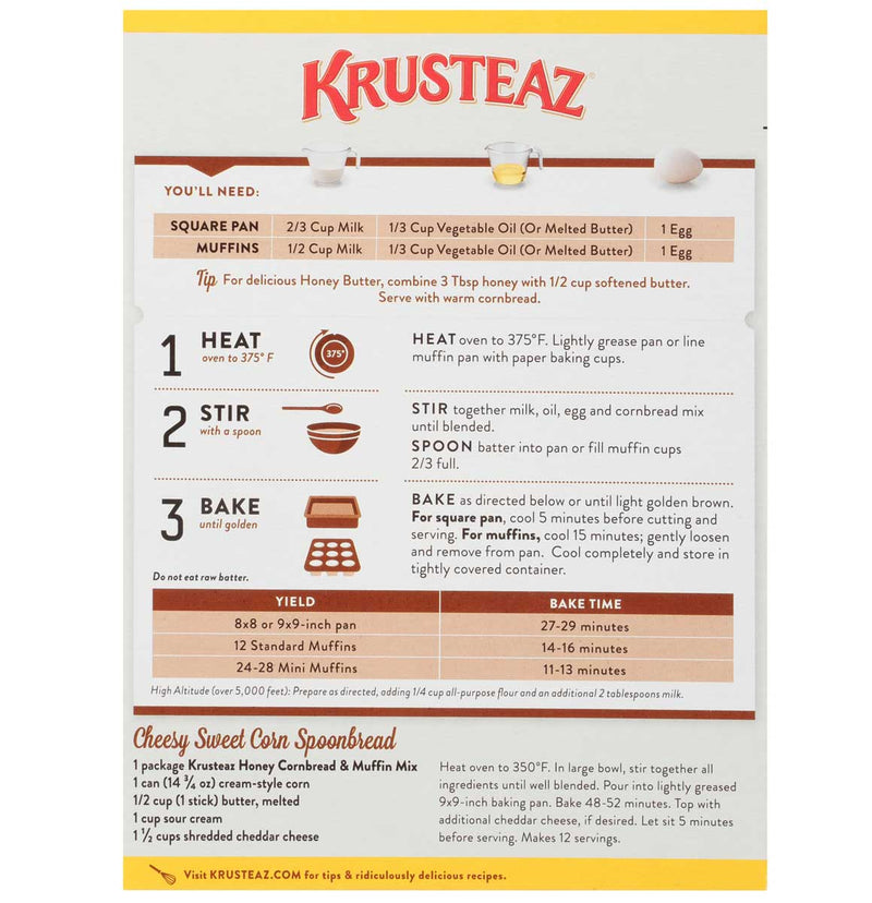 Krusteaz Honey Cornbread Mix, 15 oz (Pack - 12)