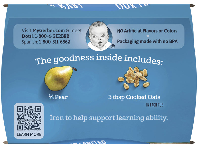 Gerber Baby Food, 2nd Foods, Pears & Cinnamon With Oatmeal, 8 OZ - Trustables
