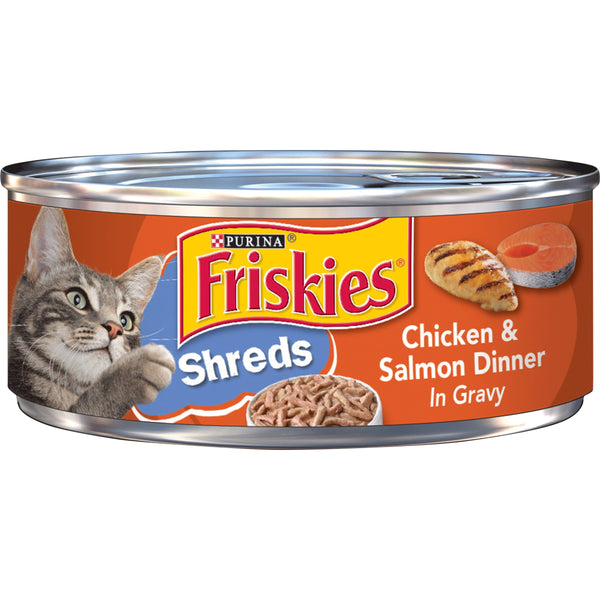 Friskies Shreds Chicken & Salmon Dinner in Gravy Wet Cat Food, 5.5 OZ - Trustables