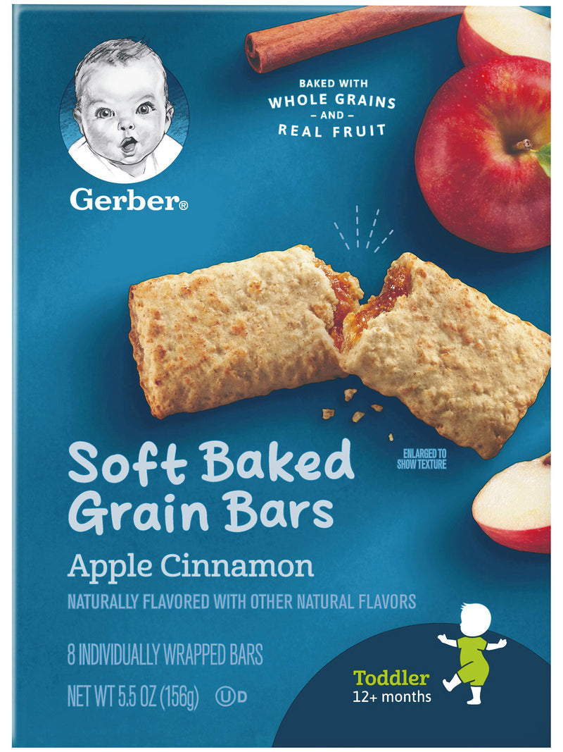 Gerber Soft Baked Grain Bars Variety Pack, 1 Apple Cinnamon, 1 Strawberry Banana, 2 CT - Trustables