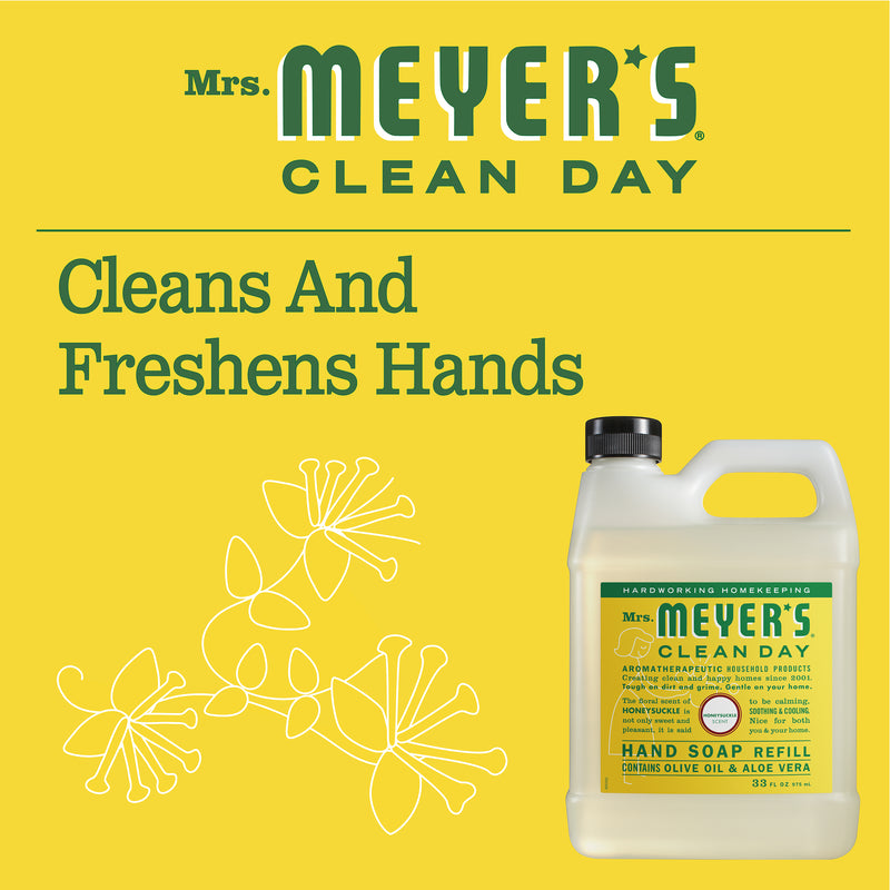 Mrs. Meyer's Clean Day Liquid Hand Soap Refill Bottle, Honeysuckle Scent, 33 fl oz - Trustables