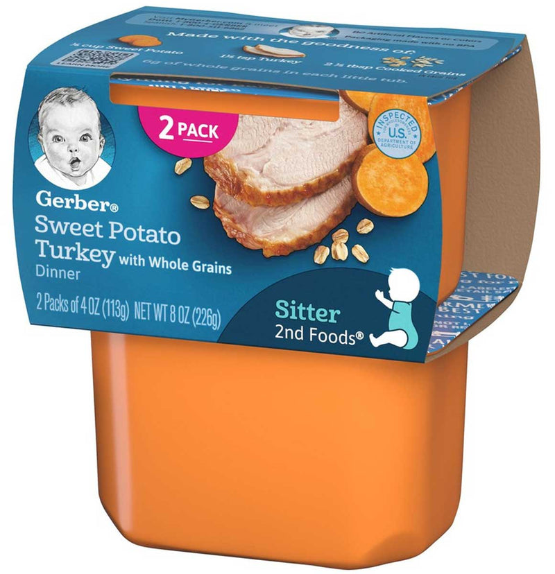 Gerber 2nd Foods Sweet Potato Turkey with Whole Grains, 8 oz - Trustables