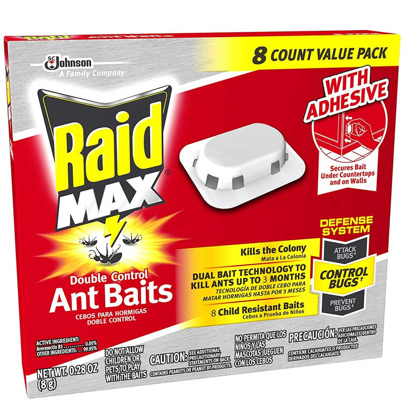 Raid Max Ants Baits, Double Control, Value Pack - 8 baits, 0.28 oz