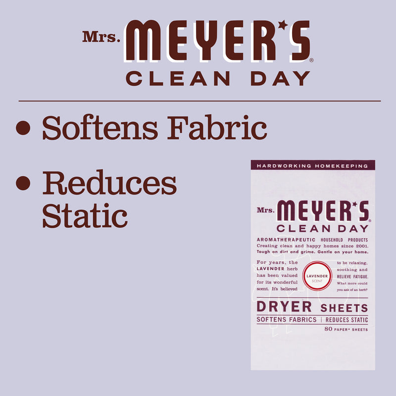 Mrs. Meyer's Clean Day Dryer Sheets, Lavender Scent, 80 ct - Trustables