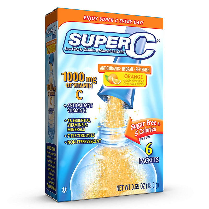 Super C Vitamin & Mineral Drink Mix Orange, 6 CT - Trustables