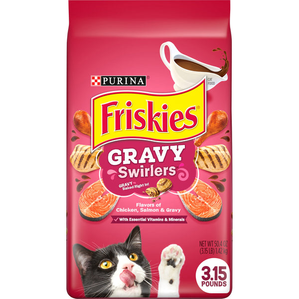 Friskies Gravy Swirlers Adult Dry Cat Food, 3.15 LB - Trustables
