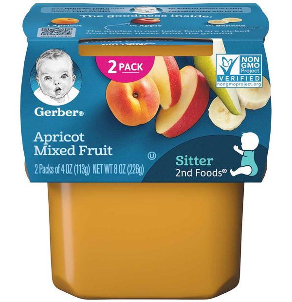 Gerber Baby Food, 2nd Foods, Apricots Mixed Fruit, 8 OZ