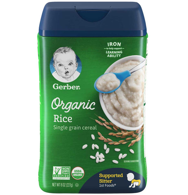 Gerber Baby Cereal, 1st Foods, Organic Rice, 8 OZ - Trustables