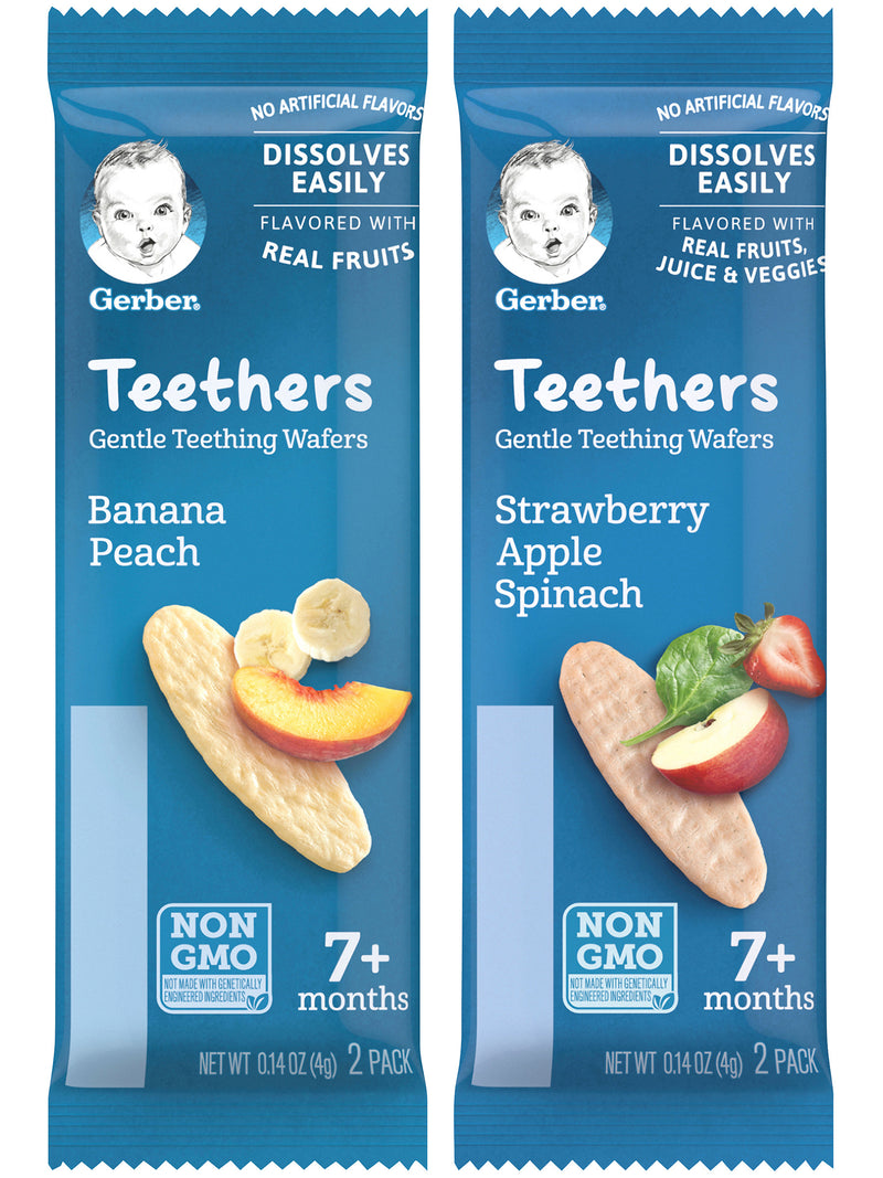 Gerber Teethers Variety Pack, 1 Banana Peach, 1 Strawberry Apple Spinach, 2 CT - Trustables