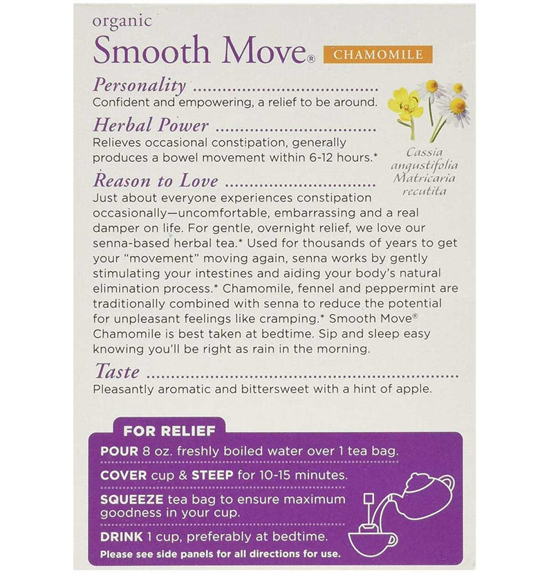 Traditional Medicinals Organic Smooth Move Chamomile Laxative Tea, 16 Tea Bags - Trustables