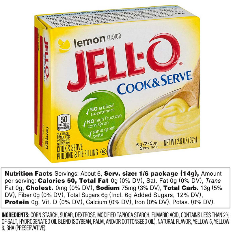 Jell-O Lemon Pudding Dessert, 2.9 OZ - Trustables