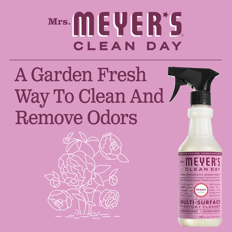Mrs. Meyer's Clean Day Multi-Surface Everyday Cleaner, Peony Scent, 16 Ounce Bottle - Trustables