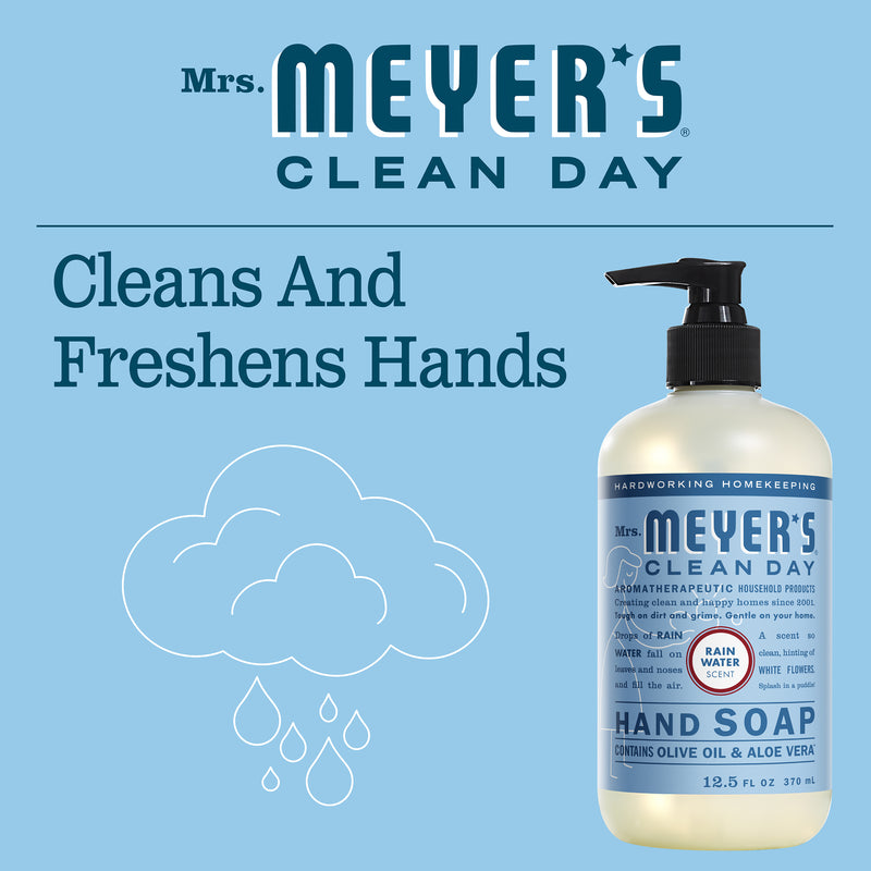 Mrs. Meyer's Clean Day Liquid Hand Soap Bottle, RainWater Scent, 12.5 fl oz - Trustables