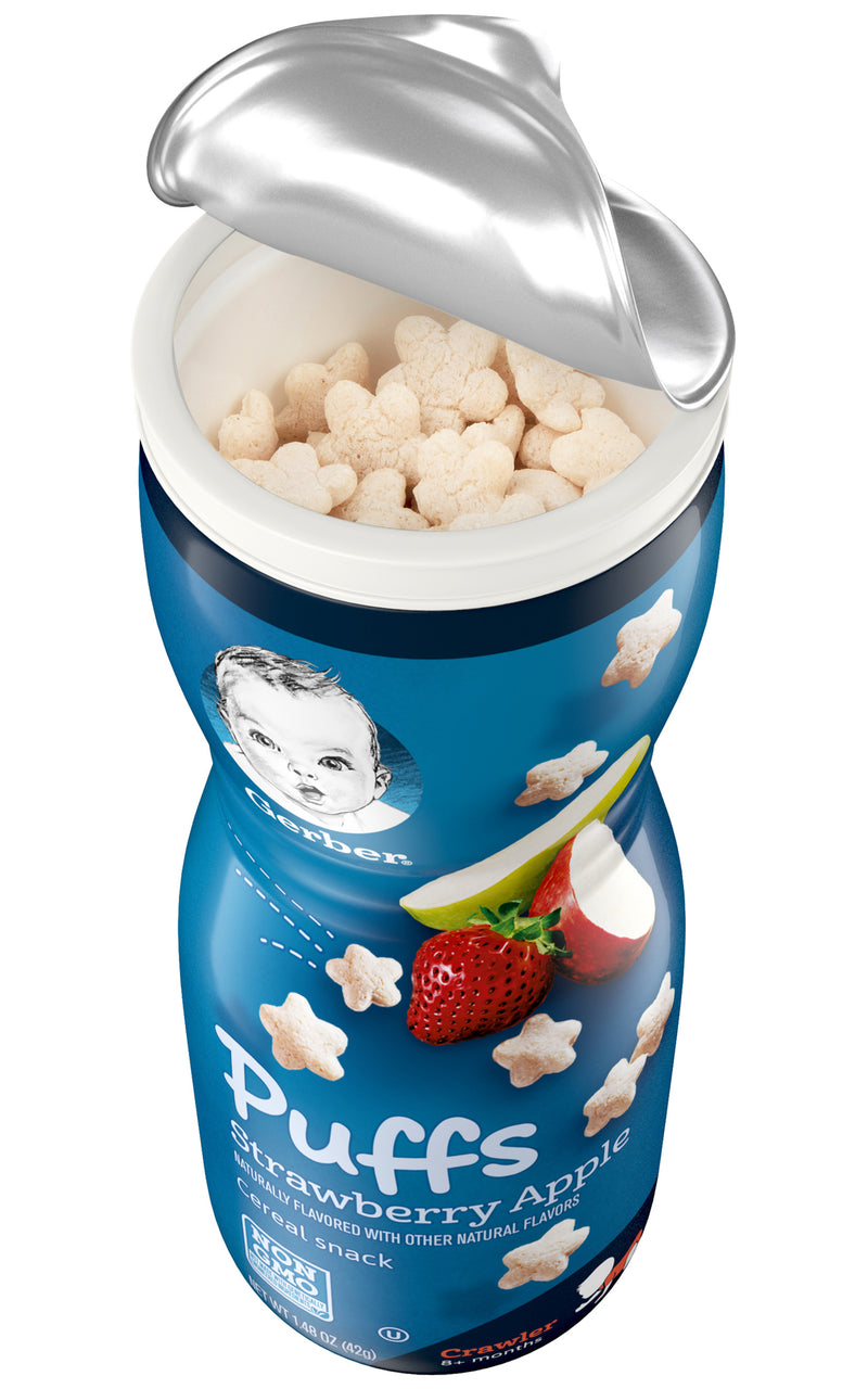 Gerber Puffs Cereal Snacks, Strawberry Apple, 1.48 OZ - Trustables