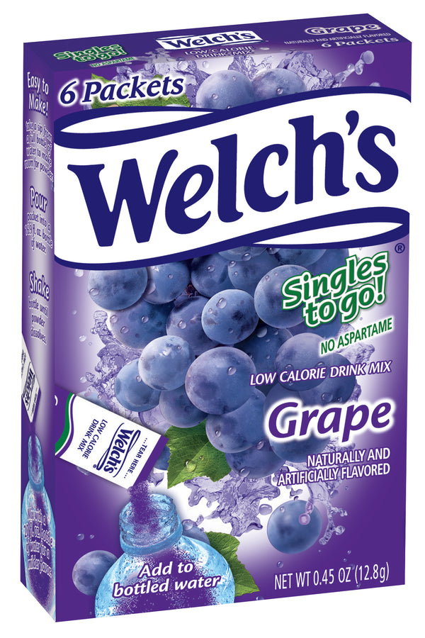 Welch's Grape Singles To Go Drink Mix, 0.45 OZ, 6 CT - Trustables