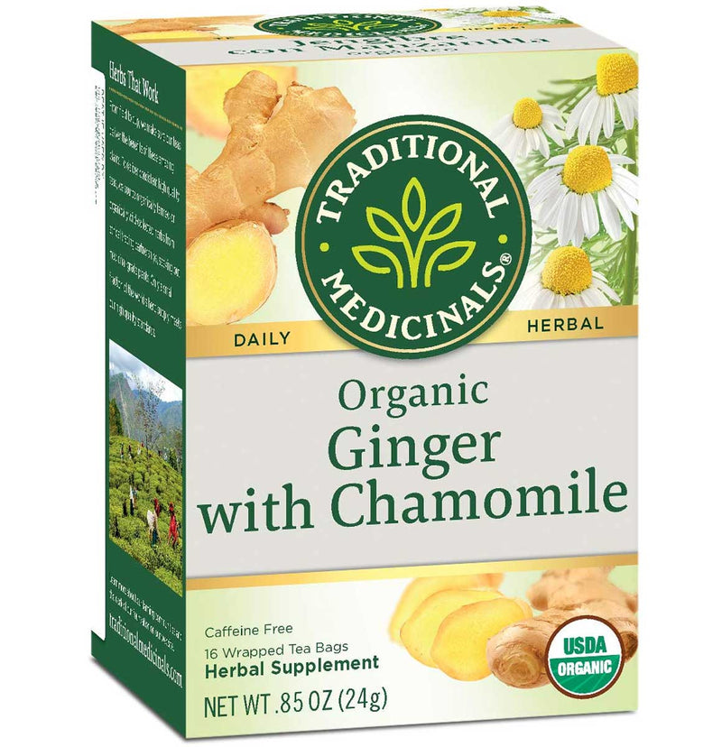 Traditional Medicinals Organic Ginger with Chamomile Herbal Tea, 16 Tea Bags - Trustables