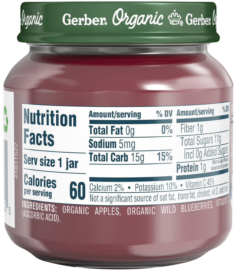 Gerber 2nd Foods, Organic Apple Wild Blueberry, 4 OZ - Trustables