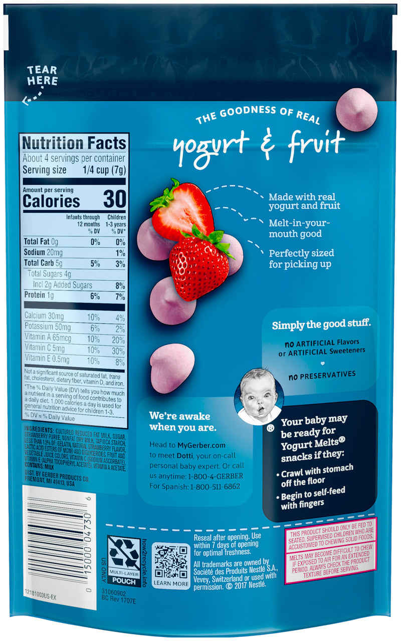 Gerber Yogurt Melts, Strawberry, 1 OZ - Trustables