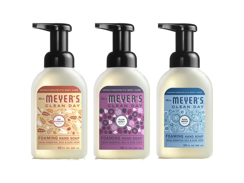 Mrs. Meyer's Scent Foaming Hand Soap Variety Pack, 1 Oat Blossom, 1 Plumberry, 1 Rainwater, 1 CT - Trustables