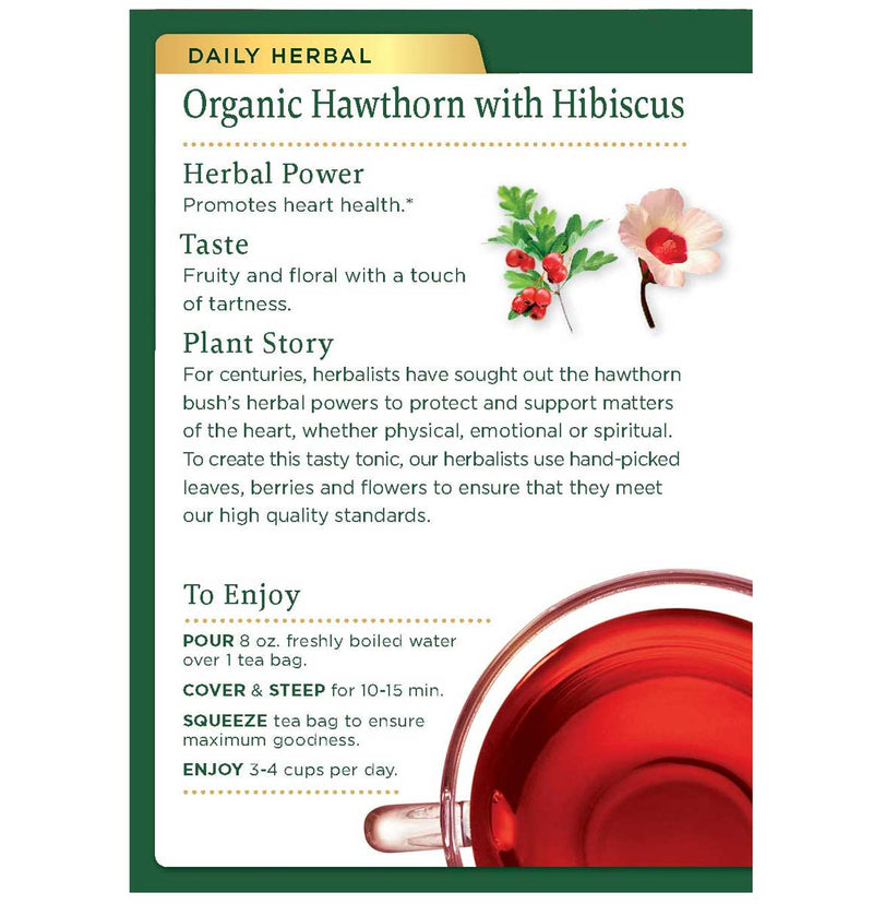 Traditional Medicinals Organic Hawthorn with Hibiscus Herbal Tea, 16 Tea Bags - Trustables