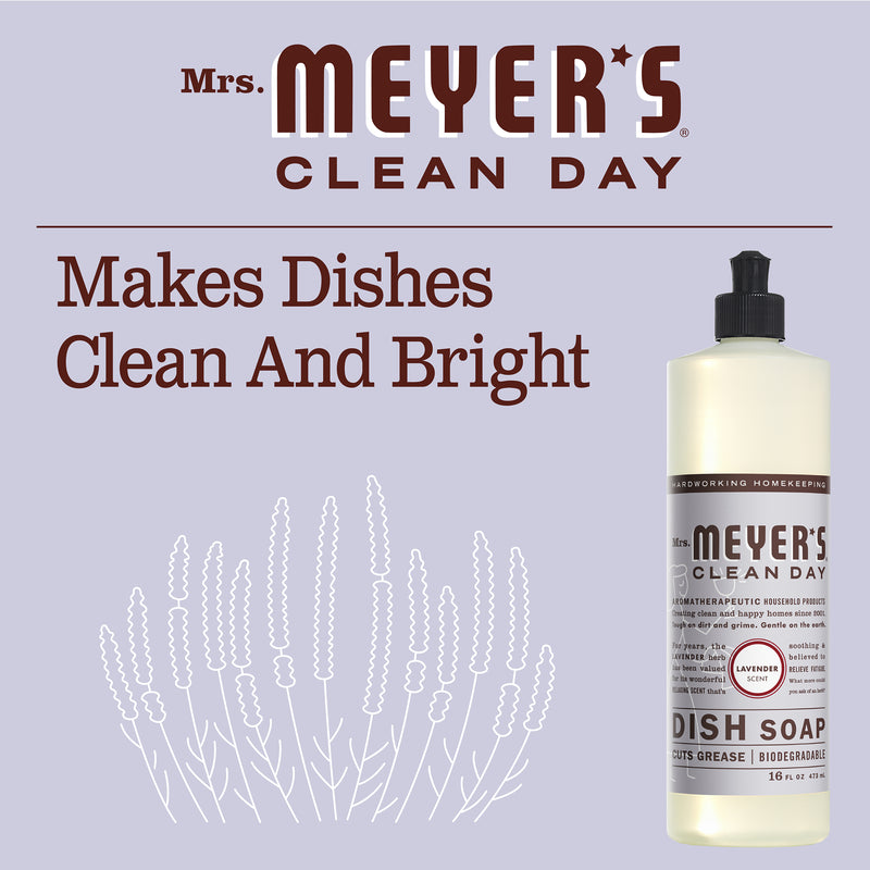 Mrs. Meyer's Clean Day Liquid Dish Soap Bottle, Lavender Scent, 16 fl oz - Trustables