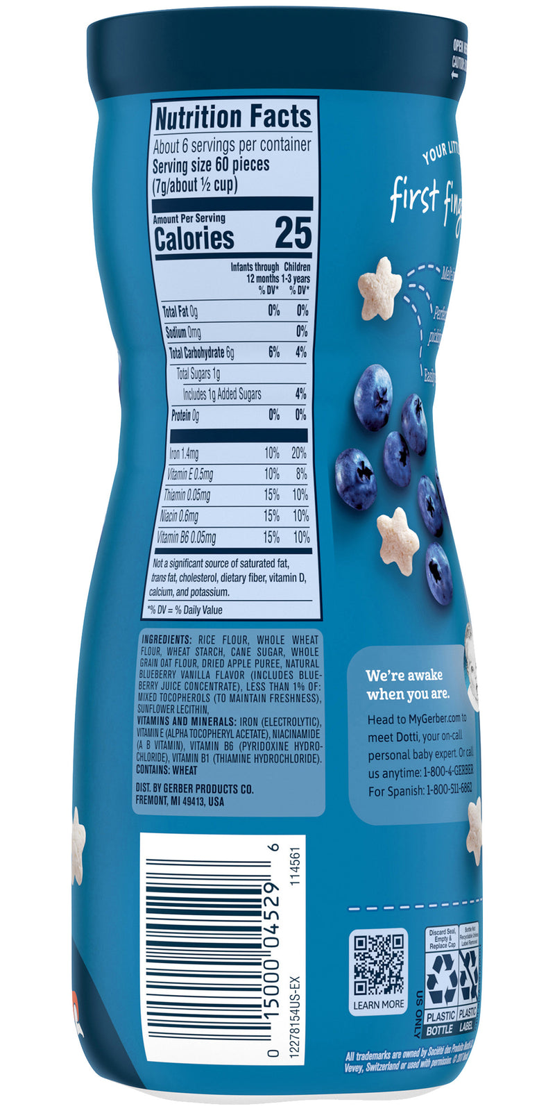 Gerber Puffs Cereal Snacks, Blueberry, 1.48 OZ - Trustables