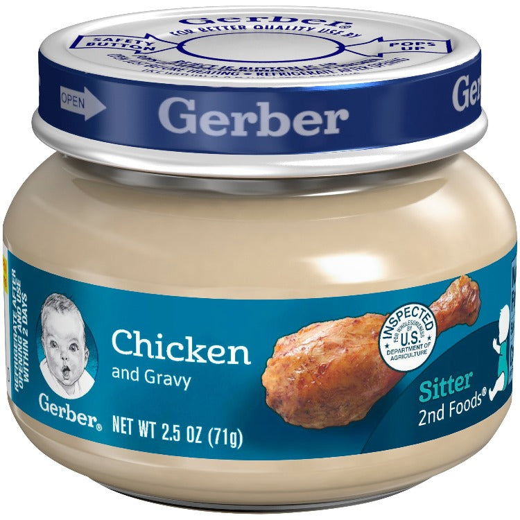 Gerber 2nd Foods Jar, Chicken and Chicken Gravy, Chicken baby food, chicken and gravy baby food